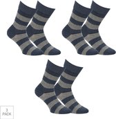 Boru Bamboo - 3-Pack - Gestreepte Sokken - Bamboe - Antibacterieel - Heren / Dames - jeans - 43-45 - 2326