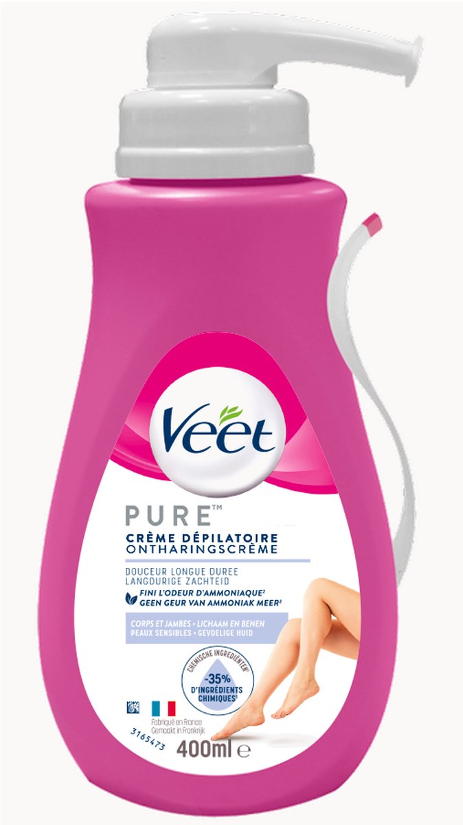 Veet - PURE - Ontharingscrème - Gevoelige Huid - Geen Geur van Ammoniak -  400 ml | bol.com