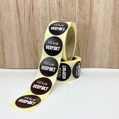 500 Stickers op rol - Sticker Met liefde verpakt - sluitsticker - verpakkingssticker - wensetiket - stickerrol - Hippekaartjeswinkel