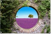Affiche de jardin - Lavande - Violet - Jardin - Transparent - Arbre - 90x60 cm - Décoration de jardin- Toile de jardin