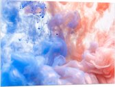 Acrylglas - Blauwe en Oranje Rook tegen Witte Achtergrond - 100x75 cm Foto op Acrylglas (Met Ophangsysteem)