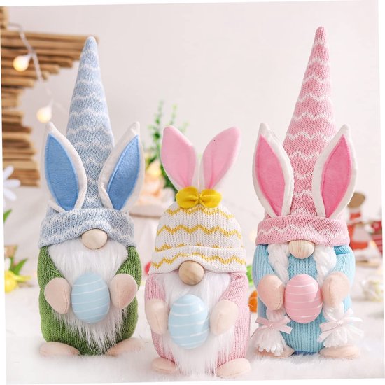 Foto: Pasen bunny gnomes paasdecoratie paashaas easter rabbit gnome easter ornament dwergpop blauw