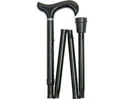 Classic Canes Opvouwbare wandelstok - Zwart - XL wandelstok - Derby handvat - Verstelbaar - Lengte 90 - 100 cm - Aluminium - Gewicht 405 gram - Diameter wandelstok 19 mm - Heren en dames - Wandelstokken - Inklapbare wandelstok - Wandelstok opvouwbaar