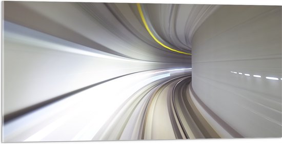 Acrylglas - Abstracte Tunnel in Grijs Tinten - 100x50 cm Foto op Acrylglas (Wanddecoratie op Acrylaat)