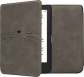 kwmobile e reader hoes geschikt voor Kobo Clara 2E - Case van kunstleerleer - Kat Miauw design - In grijs