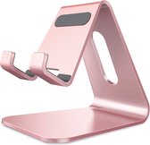Mobiele telefoonstandaard Cradle Bracket Aluminium Desktopstandaard Compatibel met schakelaar Alle smartphones iPhone 12 Mini 12 Pro Max 11 Pro Xs Max Xr X Se 8 7 6 6s Plus SE 5 5s - Rose Gold