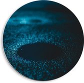 PVC Schuimplaat Muurcirkel - Abstracte Blauwe Lichtpuntjes - 40x40 cm Foto op Muurcirkel (met ophangsysteem)