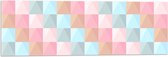Acrylglas - Blokpatroon van Blauw, Bruin en Roze Vakken - 90x30 cm Foto op Acrylglas (Wanddecoratie op Acrylaat)