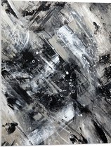 Acrylglas - Abstracte Verfmix van Zwart en Wit Tinten - 60x80 cm Foto op Acrylglas (Wanddecoratie op Acrylaat)