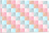 Acrylglas - Blokpatroon van Blauw, Bruin en Roze Vakken - 75x50 cm Foto op Acrylglas (Wanddecoratie op Acrylaat)