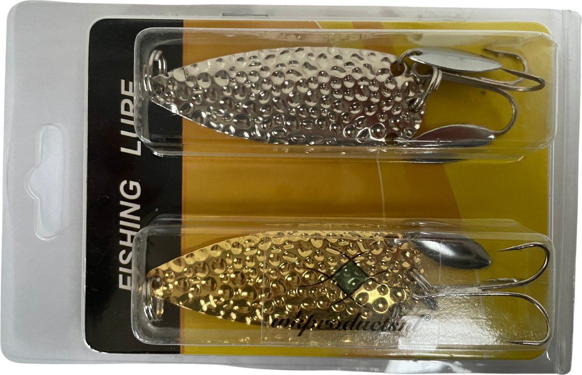 wkproductsnl Go catch it! 7cm Kunstaas metaal blinker goud en zilver 2st. 24 Gram - vis - pluggen - snoek - hengelsport - Visgerei Accessoires