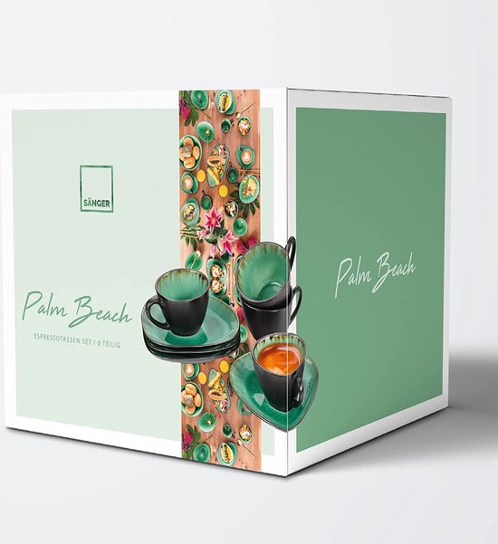Gimex Melamine espressokopjes set voor 2 personen grijs-turqoise 100ml