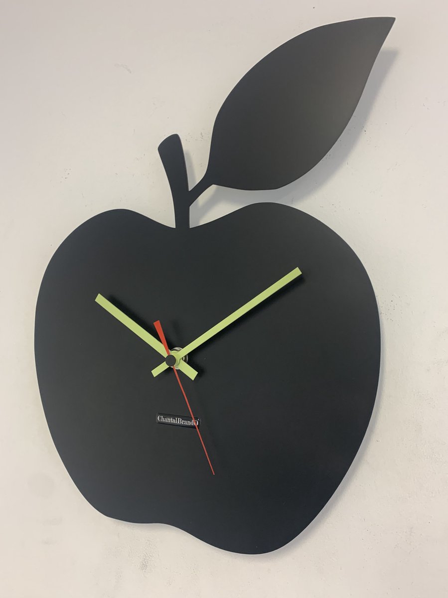 Wandklok ChantalBrandO BLACK APPEL -- MODERN DESIGN --
