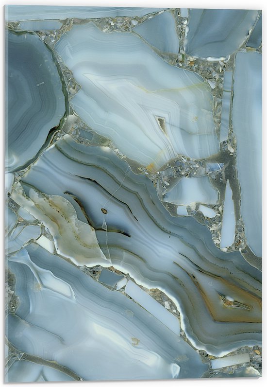 Acrylglas - Luxe Wit met Gouden Marmer - 40x60 cm Foto op Acrylglas (Met Ophangsysteem)