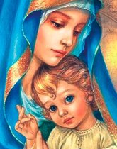 Diamond Painting Holy Mother 40 x 50 cm ronde steentjes met kader