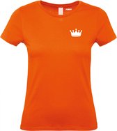 Dames T-shirt Kroontje klein wit | Koningsdag kleding | oranje t-shirt | Oranje dames | maat XL