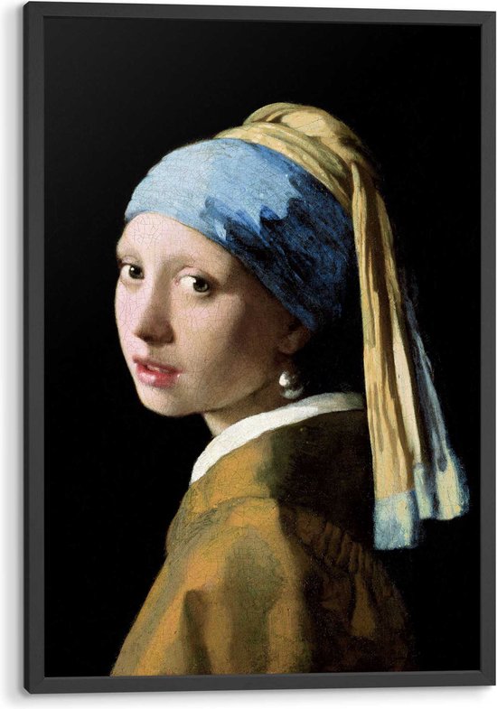 Ingelijste poster Vermeer Meisje met de parel 93x63 cm
