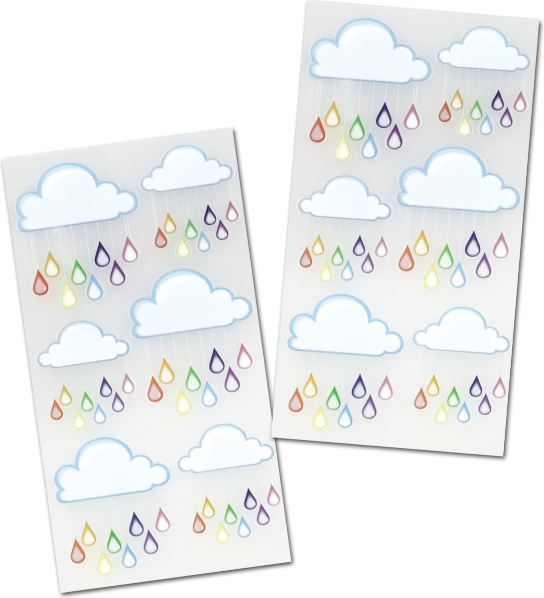 Stickervellen Wolken en Druppels - Vellum Stickers - Stickervellen - Knutselen Meisjes - Knutselen Kind - Stickers Volwassenen - Stickervellen Volwassenen - Kaarten Maken - Stickers Kind - Beterschapskaart Maken