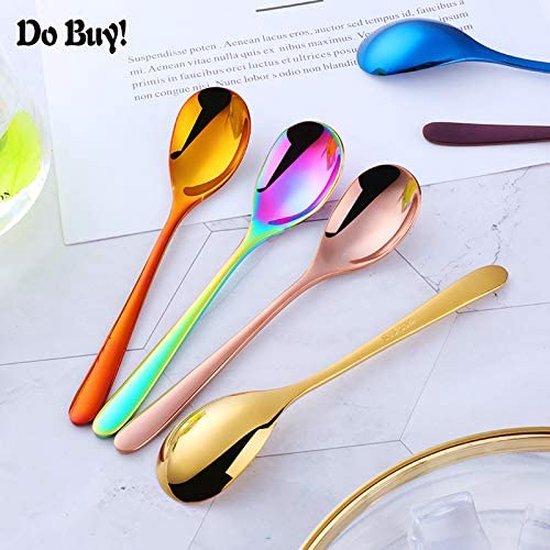 BISDARUN Cuillères à Café Expresso 12 CM/4,8 Inch Petite Ronde Cuillère à Dessert Noir Lot de 10 BISDARUN Cuillères à Café Expresso 12 CM/4,8 Inch Petite Ronde Cuillère à Dessert Noir Lot de 10