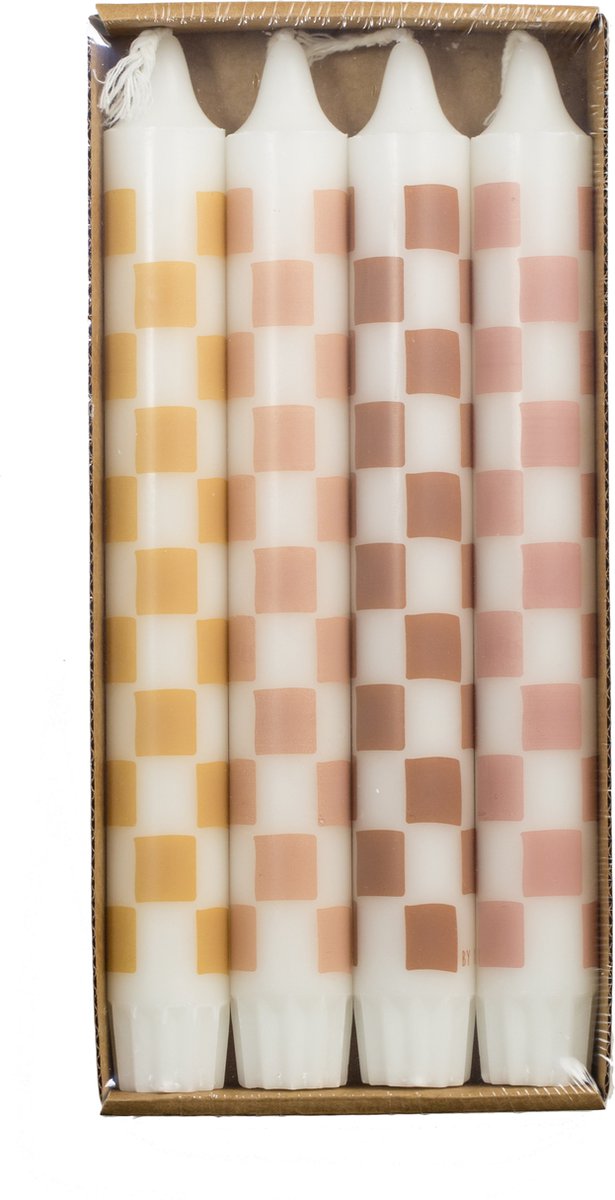 Rustik Lys - Stearine dinerkaarsen 'Cubes' (Set van 4, Ø2.2 x 19cm)