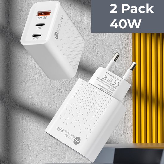 2 x USB snel lader/Quick Charger 3.0 Power Adapter 40W 3 in 1