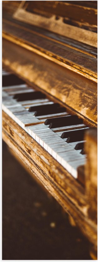 Poster (Mat) - Oude Klassieke Houten Piano - 20x60 cm Foto op Posterpapier met een Matte look