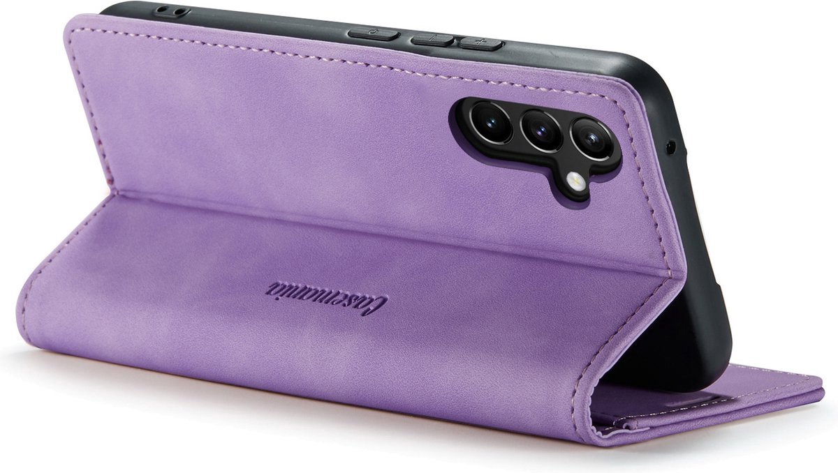 CaseMania Bookcase hoesje geschikt voor Samsung Galaxy A34 - Effen Lila - Kunstleer