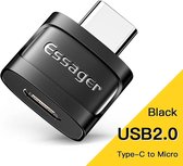 Essager USB-C naar Micro USB Adapter 3A On The Go Converter Zwart
