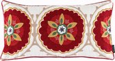 Sierkussen Red Flower Aztec Long | 30 x 50 cm | Katoen/Linnen