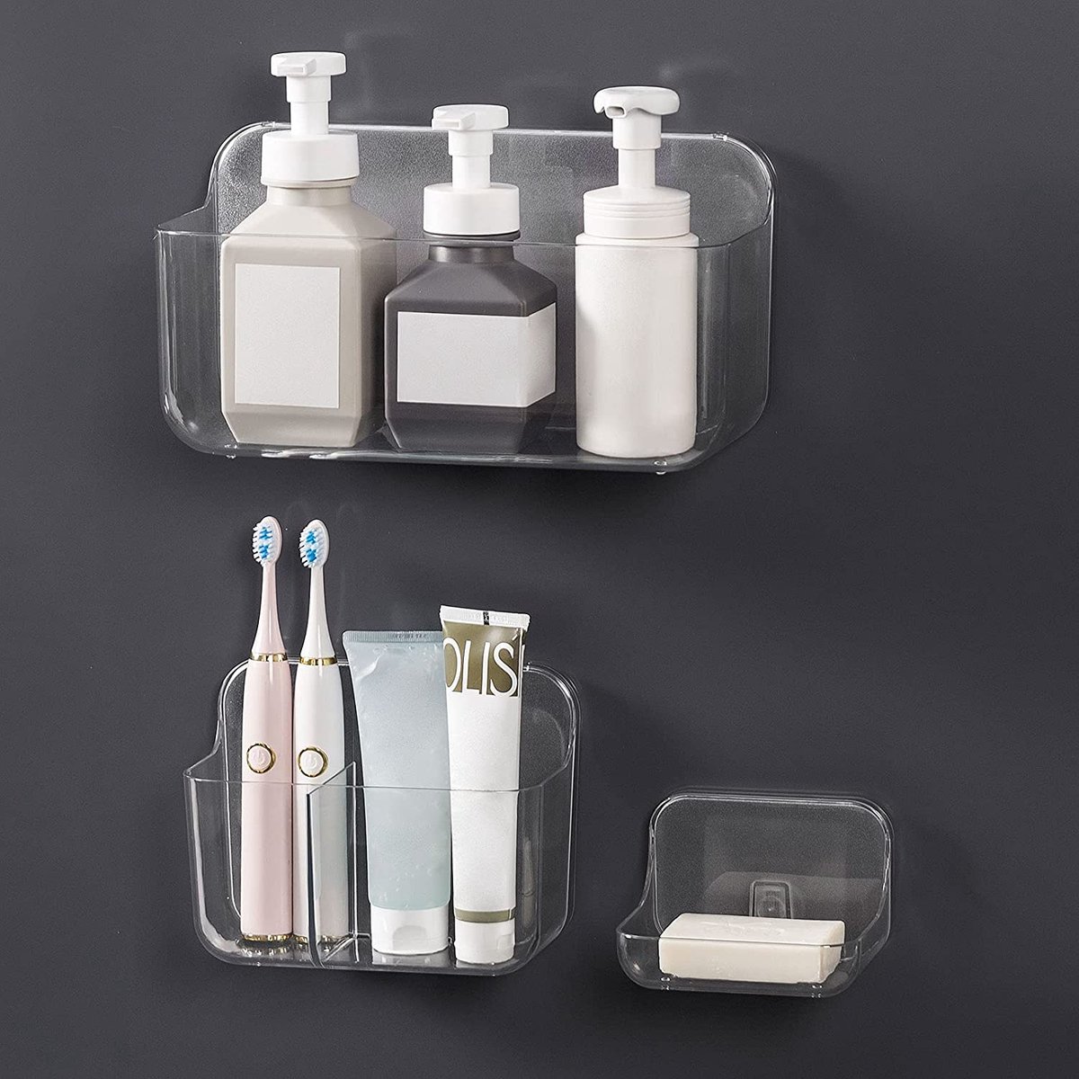 Service Toilettes 3 Pièces Orchies – Porte Savon, Porte Brosse à Dents, Bol – Liseré Blanc