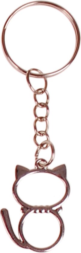 Sleutelhanger - Hangertje Poesje met Strass steentjes Zilverkleurig 2,5cm