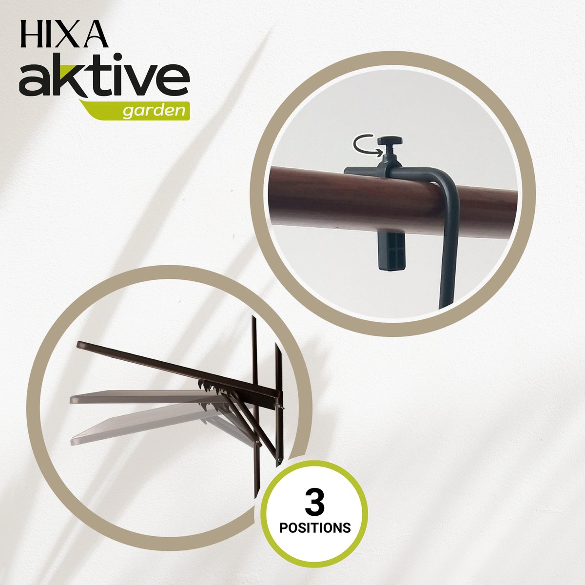 HIXA Aktive Balkontafel - Inklapbaar - Hangend - Zwart - 60x40x60cm - Vouwtafel - Hangtafel - Bijzettafel - Tuintafel thumbnail 4