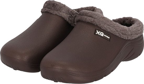 Foto: Xq tuinklompen heren fake fur bruin tuinschoenen garden clogs heren