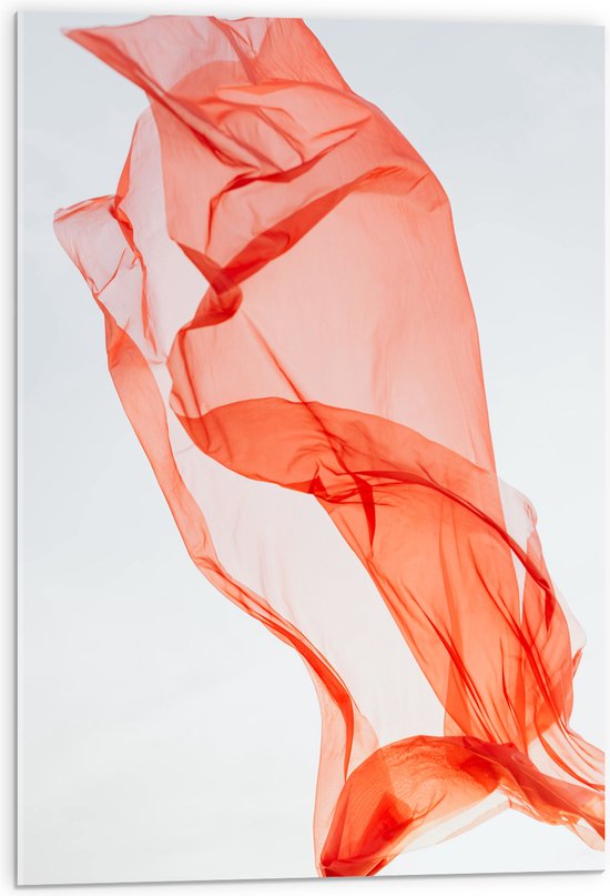 Acrylglas - Abstract Koraalroze Doek - 50x75 cm Foto op Acrylglas (Met Ophangsysteem)