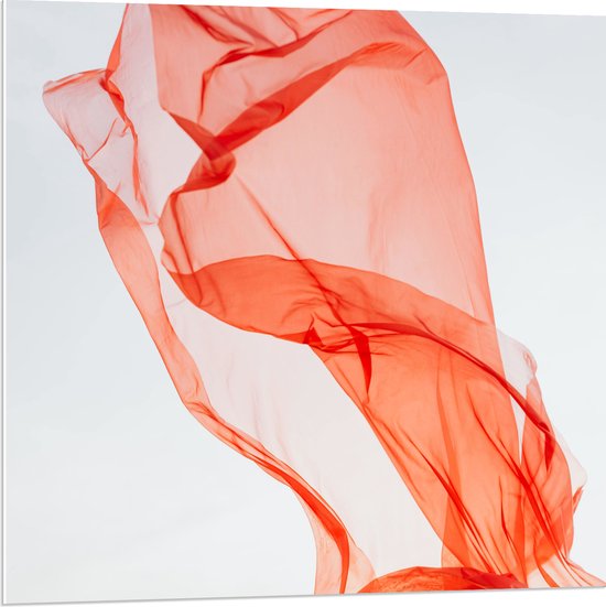 PVC Schuimplaat- Abstract Koraalroze Doek - 80x80 cm Foto op PVC Schuimplaat