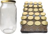 RANO - 24 stuks weckpotten glas 1 liter met sluiting - weckpotjes / opbergpotten / inmaakpot / glazen pot met deksel / glazen potten / weckpot / voorraadpot / weck