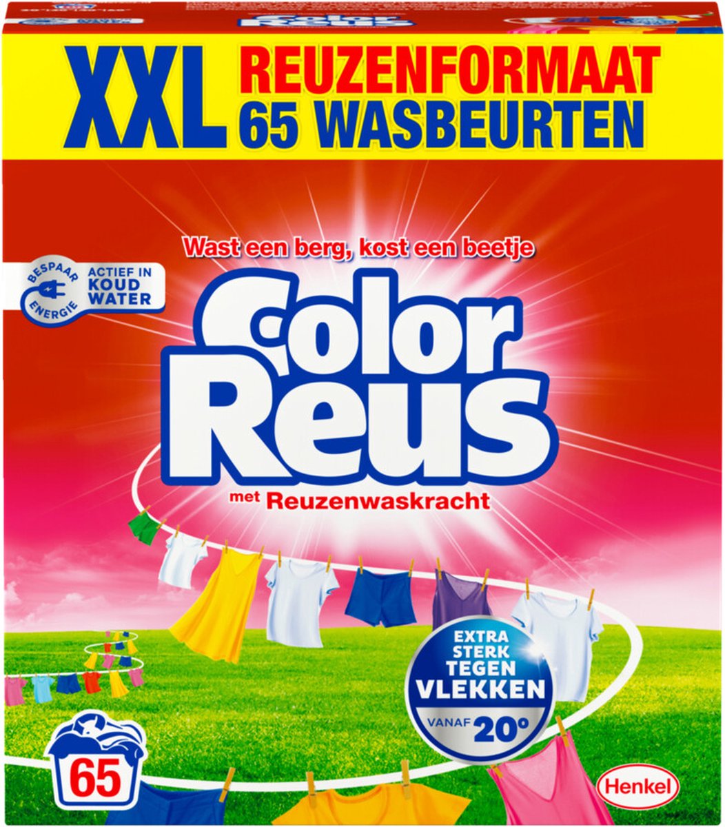 2x Witte Reus Waspoeder Color 65 Wasbeurten 3.575 gr