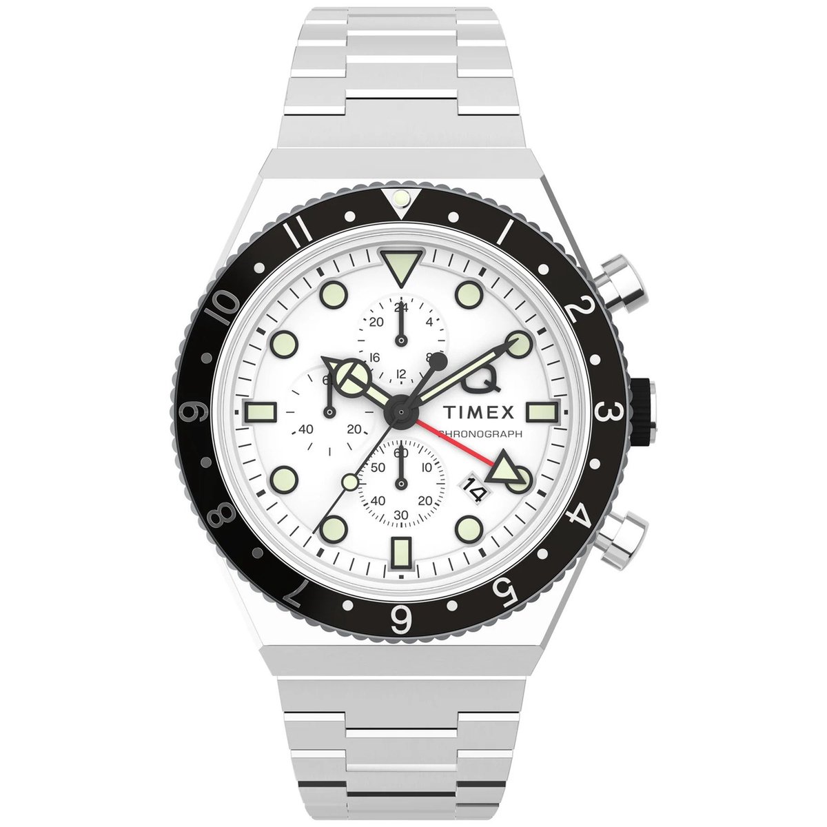 Timex Q Gmt Chrono TW2V69900 Horloge - Staal - Zilverkleurig - Ø 40 mm