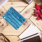 Cover iPad (2022) 10.9 Siliconen Hoesje met naam Personaliseren Wood Blue met transparant zijkanten