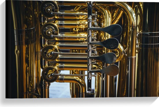 Canvas - Knoppen van Gouden Trompet - 60x40 cm Foto op Canvas Schilderij (Wanddecoratie op Canvas)