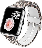 Belesy® HUNDRED - Smartwatch Dames - Smartwatch Heren - Horloge - 1.3 inch - Kleurenscherm - Full Touch - Stappenteller - Multi Sport - 100+ Watchfaces - Siliconen - Panterprint - Moederdag