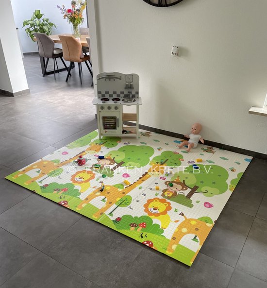 Figuretta - Speelmat Baby Kinderen - Speelkleed XL - Foam - Dubbelzijdig - Opvouwbaar - 180 x 200 cm - Dieren - 1,5 cm dik - inclusief opbergtas - Print
