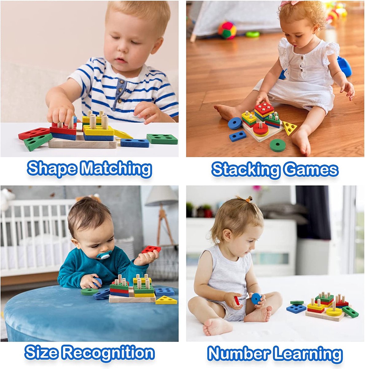 pigipigi Montessori Toys Jouet en bois pour enfant de 1, 2, 3, 4 ans, pour  apprendre à reconnaître les couleurs, jeu d'activités éducatives pour