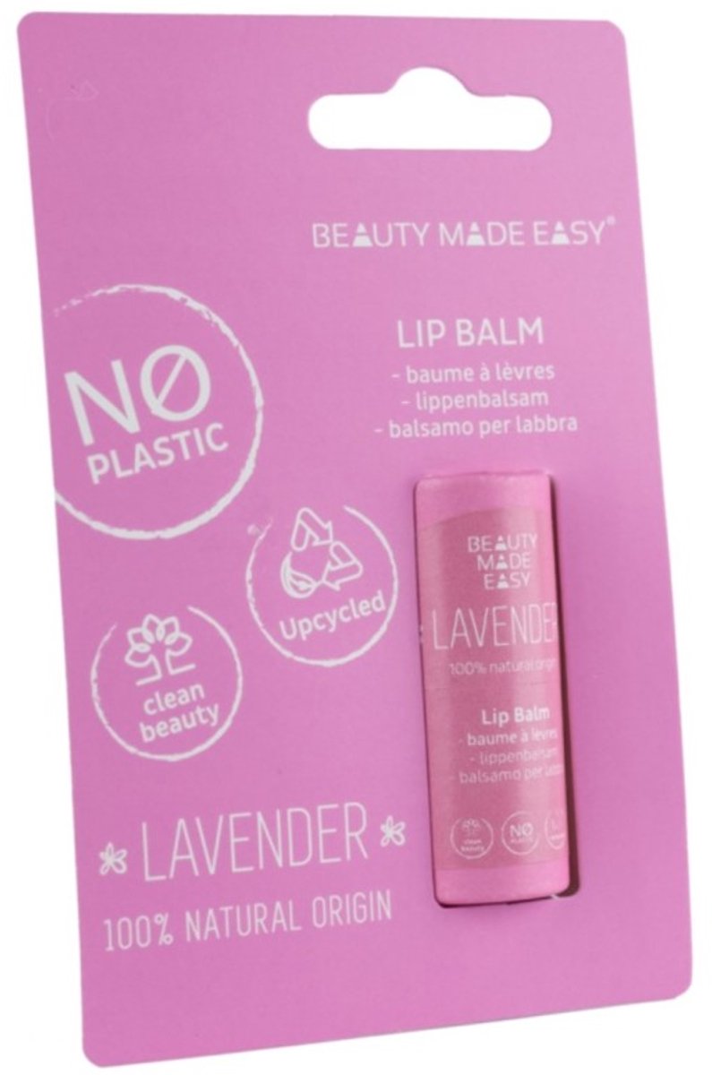Beauty Made Easy Papertube lipbalm lavender 6 gram - Lipbalsem - Lavendel.