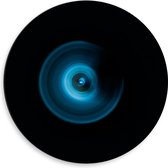 Dibond Muurcirkel - Abstracte Blauwe Lichtcirkel - 50x50 cm Foto op Aluminium Muurcirkel (met ophangsysteem)