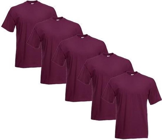 Fruit of the Loom - 5 stuks Valueweight T-shirts Ronde Hals - Heather Burgundy - S