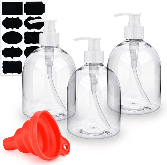 Lot de 3 distributeurs de savon en plastique, Bouteilles pompe vide de 500  ml avec... | bol.com