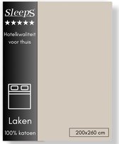 Sleeps Lakens Katoen Zand - 2 Persoons 200 x 260 cm - 100% Katoen - Hoogwaardig Hotelkwaliteit - Heerlijk Zacht