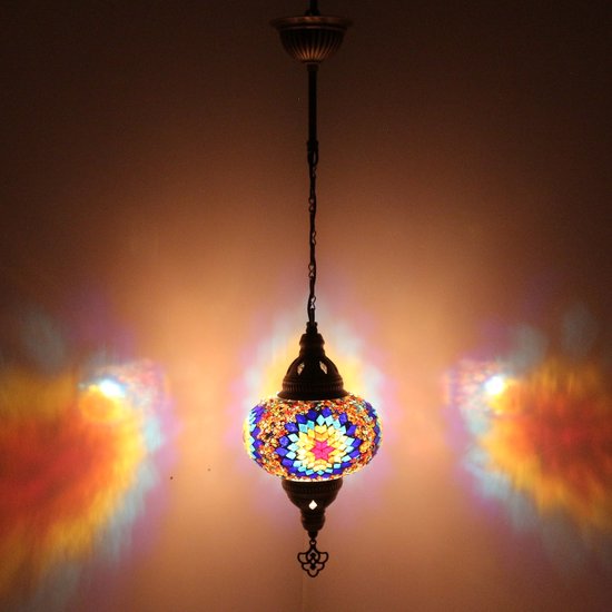 Hanglamp - Mozaïek Lamp Oosterse  Turkse  Marokkaanse  Ø 13 cm  Hoogte 53 cm Handgemaakt Multicolour