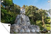 Tuinposter - Tuindoek - Tuinposters buiten - Boeddha beelden - Jungle - Buddha - Spiritualiteit - Mediteren - 120x80 cm - Tuin